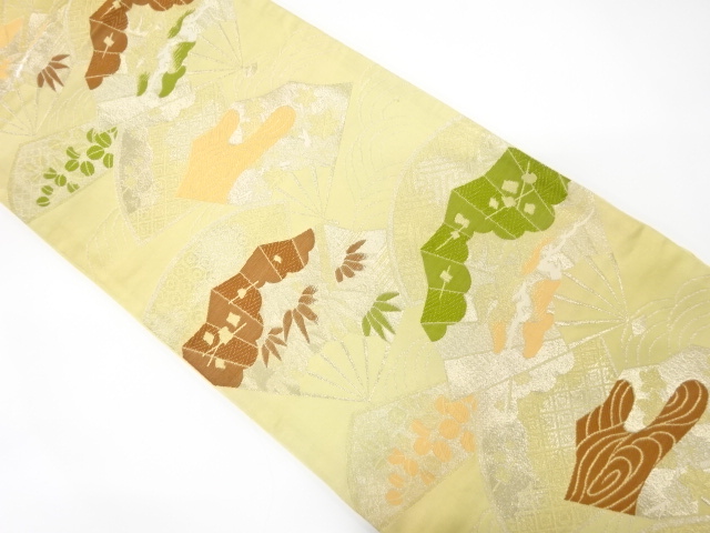 JAPANESE KIMONO / ANTIQUE FUKURO OBI / WOVEN PINE & BAMBOO GASS